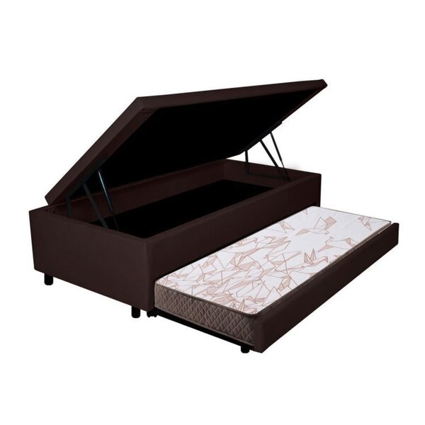 Bicama Com Baú Solteirão Reforçado 96x203cm Em Courino B&g Ma