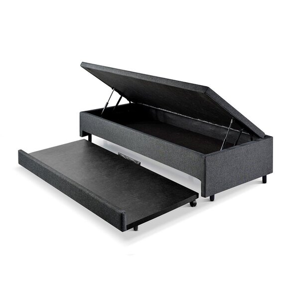 Bicama Com Baú Solteiro 96x203 Cm Linho Cinza