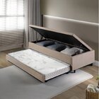 Bicama Com Baú Solteiro Reforçado Em Suede 88x188cm B&g Bege