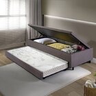 Bicama Com Baú Viúva Reforçado 120x203cm Em Suede B&g Cinza