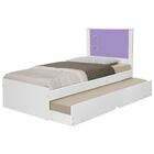 Bicama Com Cama Auxiliar Bibox Solteiro - Branco E Lilás