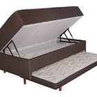 Bicama De Solteiro Com Bau + Cama Auxiliar Marrom ( Conjugada