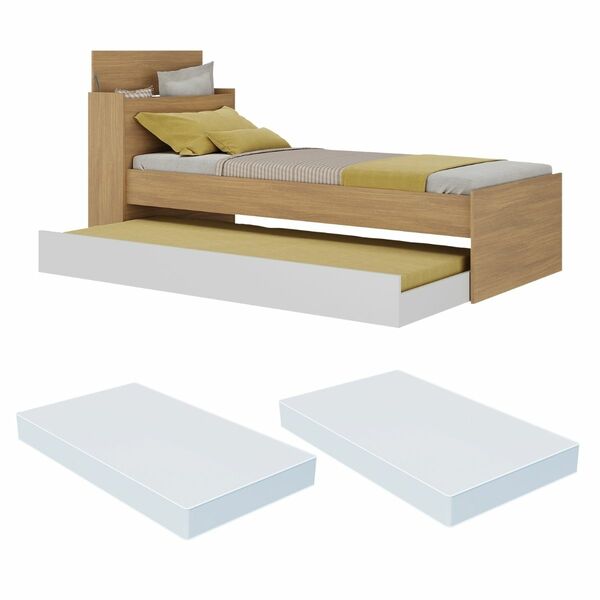 Bicama De Solteiro Com Colchão Incluso E Baú Embutido Multimó