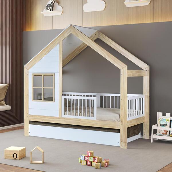 Bicama Infantil Casinha Garden Ii Branco/natural - Casatema