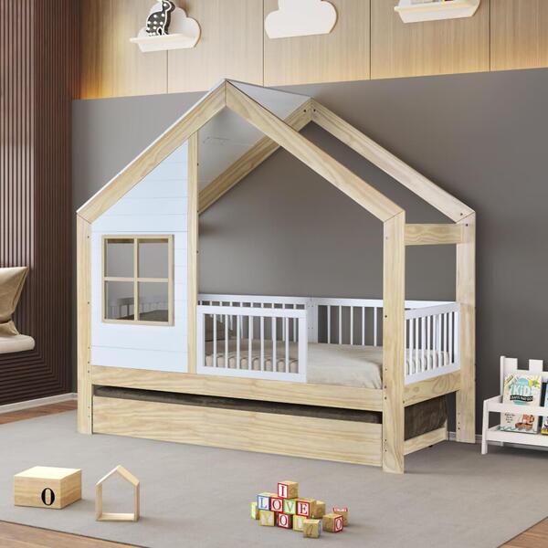 Bicama Infantil Casinha Garden Ii Natural/branco - Casatema