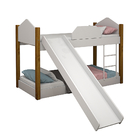 Bicama Infantil Com Escorregador Juvenil Luiza  Branco E Mel