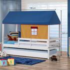 Bicama Infantil Prime Com Grade De Proteção E Telhado Azul/am