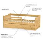 Bicama Infantil Prime Com Grade De Proteção Madeira Maciça Me