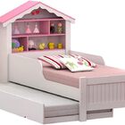 Bicama Infantil Solteiro Menina Casinha Branco Rosa