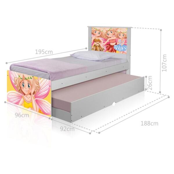 Bicama Juvenil Adesivada Fadinhas Coloridas Com Colchões