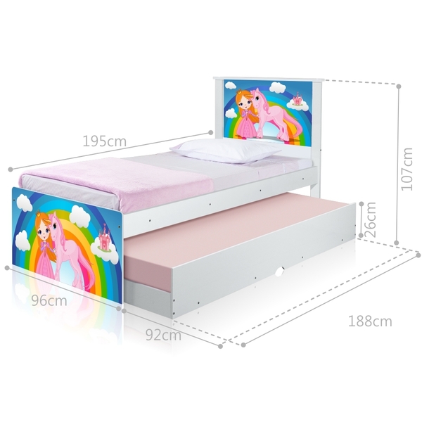Bicama Juvenil Adesivada Princesa e Unicórnio