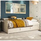 Bicama Londrina Para Solteiro Branco Lavado Em Madeira Maciça