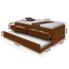 Bicama Madeira Maciça Com Gavetas Atraente Viena Castanho