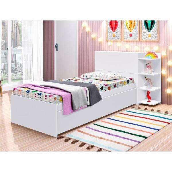 Bicama Menina Baú E Prateleiras Alicia Branco