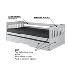 Bicama Mission Estilo Sofá em Madeira Maciça/MDF - Branco