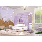 Bicama Montessori Exclusiv Fio De Luz Colchão E Voal Lilás