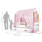 Bicama Montessori Exclusiv Fio De Luz Colchão E Voal Rosa