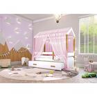 Bicama Montessori Exclusiv Fio De Luz Colchão E Voal Rosa