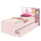 Bicama Princesas Liz Com Cabeceira Baú 3 Prateleiras Decorati