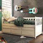 Bicama Reta Solteiro Branco Lavado 3 Gavetas Madeira Pinus -