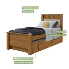 Bicama Solteiro 2 Gavetas Athenas Móveis Lopas Rovere Natural