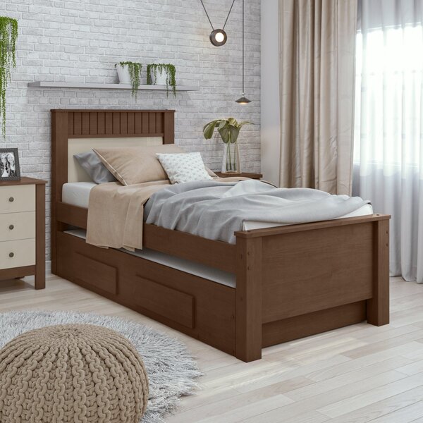 Bicama Solteiro 2 Gavetas Mdf Athenas Móveis Lopas Imbuia Cle