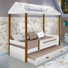 Bicama Solteiro Casinha Com Colchões E Lâmpadas De Bolinhas