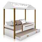 Bicama Solteiro Casinha Com Colchões E Lâmpadas De Bolinhas