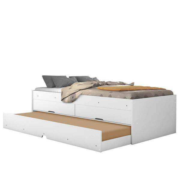 Bicama Solteiro Com 2 Gavetas Branco Bari Gabrielli