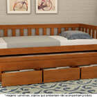 Bicama Solteiro Com 3 Gavetas Em Madeira Maciça Oriente Avelã