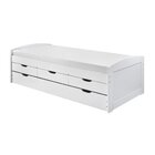 Bicama Solteiro Com Auxiliar 3 Gavetas Madeira Maciça Branco