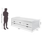 Bicama Solteiro Com Auxiliar 3 Gavetas Madeira Maciça Branco