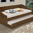 Bicama Solteiro Com Auxiliar Sofá Cama Karine Amêndoa