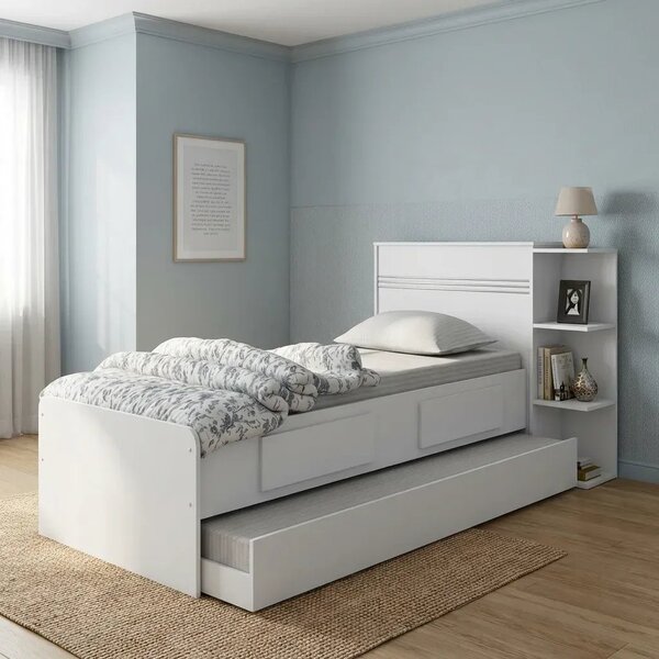 Bicama Solteiro Com Baú, 2 Gavetas E Cama Auxiliar Jade Branc