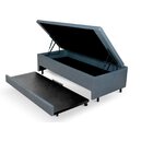 Bicama Solteiro Com Baú 88x188 Courino Cinza