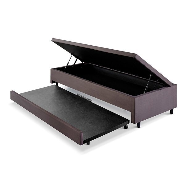 Bicama Solteiro Com Baú 88x188 Suede Cinza