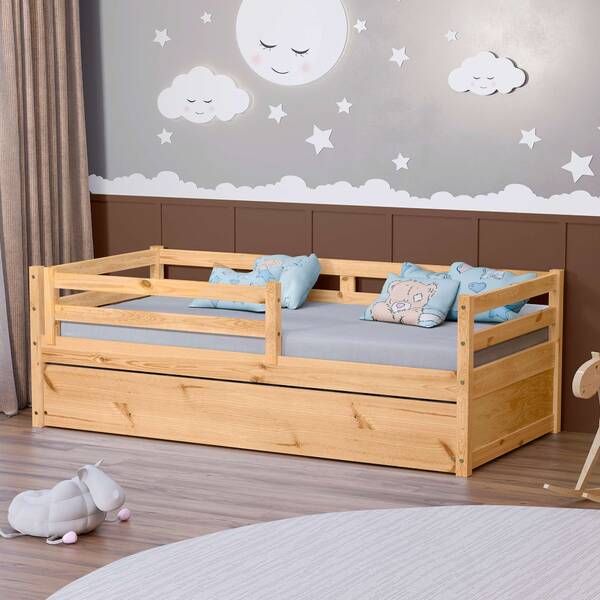 Bicama Solteiro Infantil Eco Com Grade De Protecao Mel Mobili