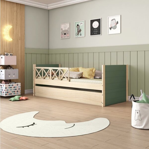 Bicama Solteiro Infantil Garden Com Grades Casatema Madeiraor