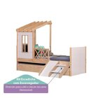 Bicama Solteiro Infantil Garden Com Telhado Pergolado E Kit E