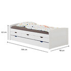 Bicama Solteiro Madeira Maciça 3 Gavetas Com Estrado Jessy -