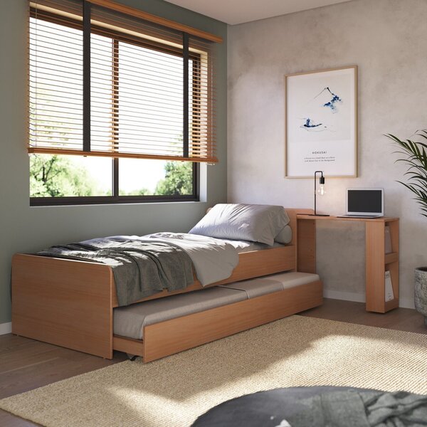 Bicama Solteiro Madeira Maciça Com Baú E Escrivaninha Hashtag