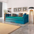 Bicama Solteiro Mission Estilo Sofá Em Madeira Maciça/mdf Azul