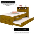 Bicama Solteiro Ravena com Baú 2 Gavetas – Carvalho Rústico