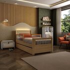 Bicama Solteiro Reversível Com Estante Em Led E Sapateira Inf