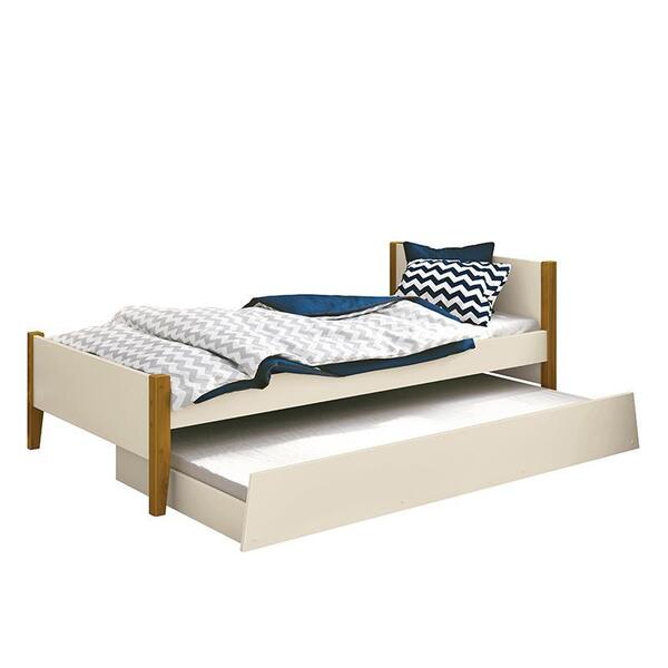 Bicama Solteiro Simba Com Pés Amadeirado E Colchões D20 E D33