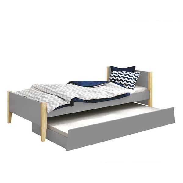 Bicama Solteiro Simba Com Pés Madeira Natural - Reller Móveis