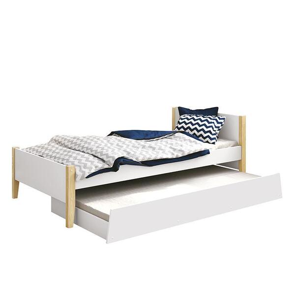 Bicama Solteiro Simba Com Pés Madeira Natural e Colchões D20