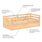 Bicama Solteiro Slim Com Grade De Proteção Madeira Maciça Mel