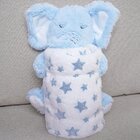 Bichinho Com Pelúcia 18cm Com Manta 75x75cm Elefante Azul