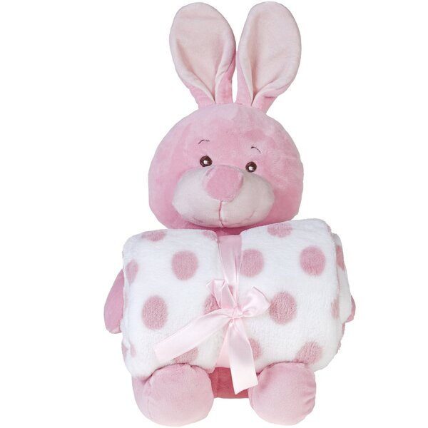 Bichinho De Pelúcia Carinhoso Com Manta Bebê 100x75cm Coelho